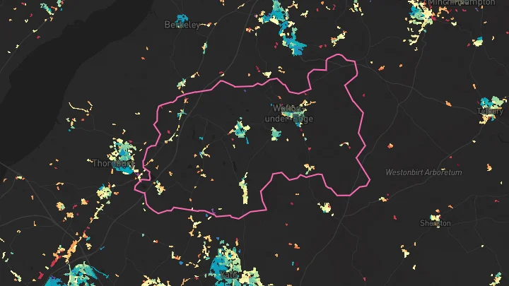 House price heatmap showing property values across Charfield
