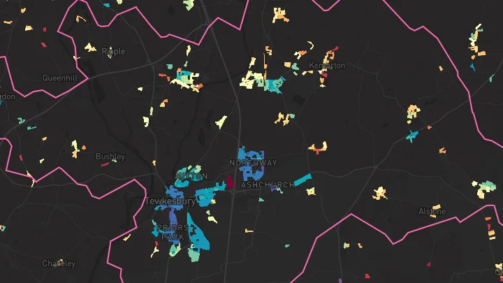 House price heatmap showing property values across Walton Cardiff