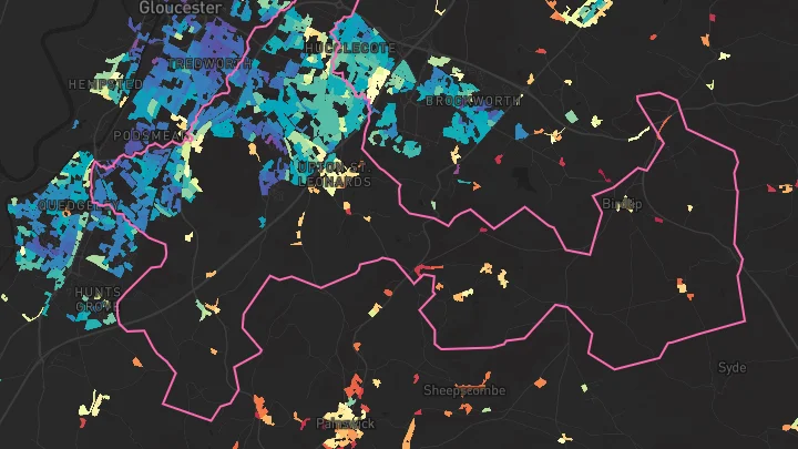 House price heatmap showing property values across Abbeymead