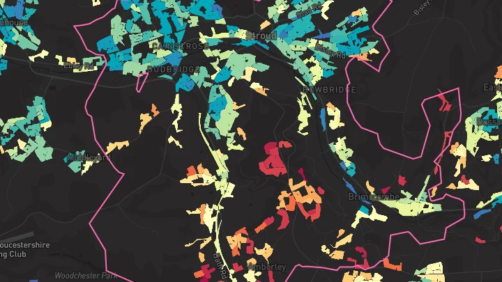 House price heatmap showing property values across Stroud