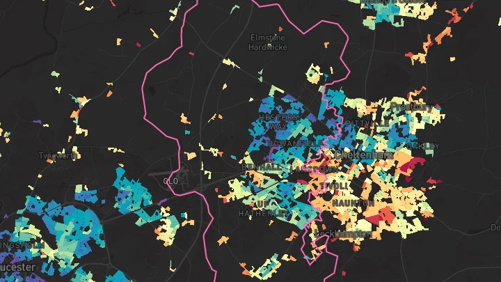 House price heatmap showing property values across Cheltenham