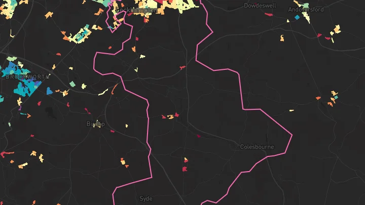House price heatmap showing property values across Charlton Kings