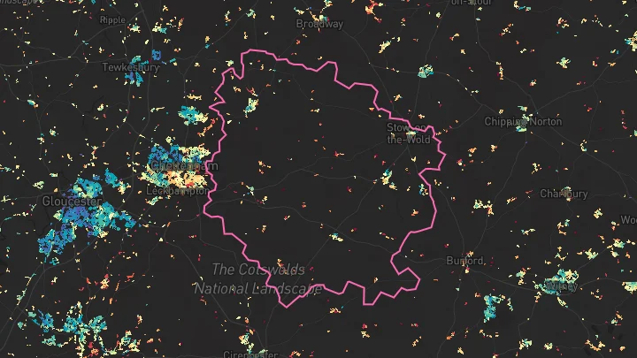 House price heatmap showing property values across Winchcombe