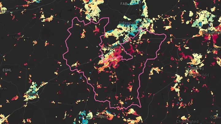 House price heatmap showing property values across Wrecclesham