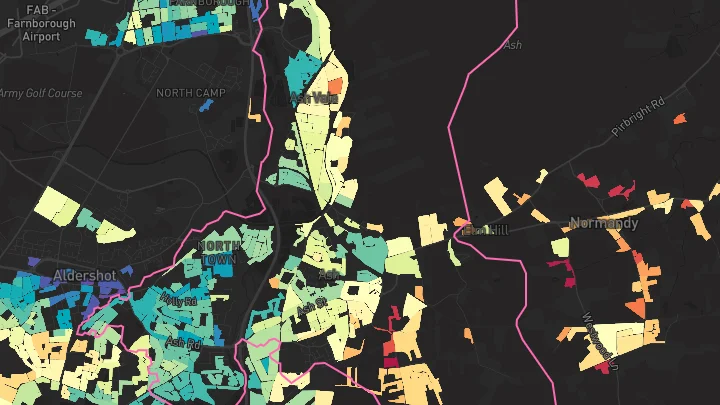 House price heatmap showing property values across Ash