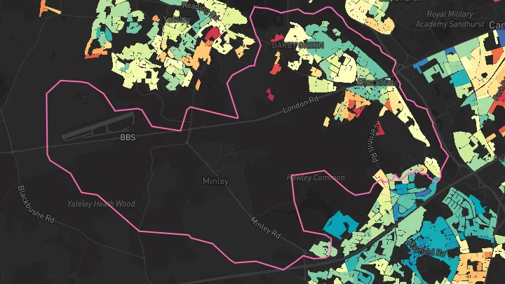 House price heatmap showing property values across Blackwater