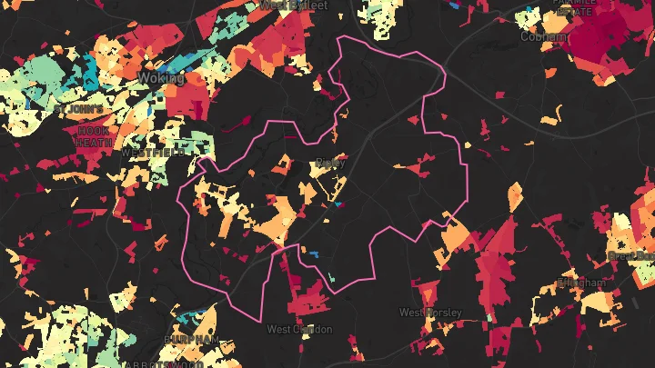 House price heatmap showing property values across Ripley