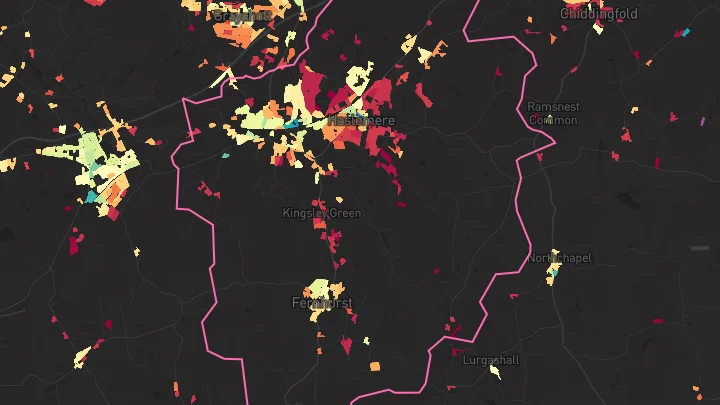 House price heatmap showing property values across Haslemere