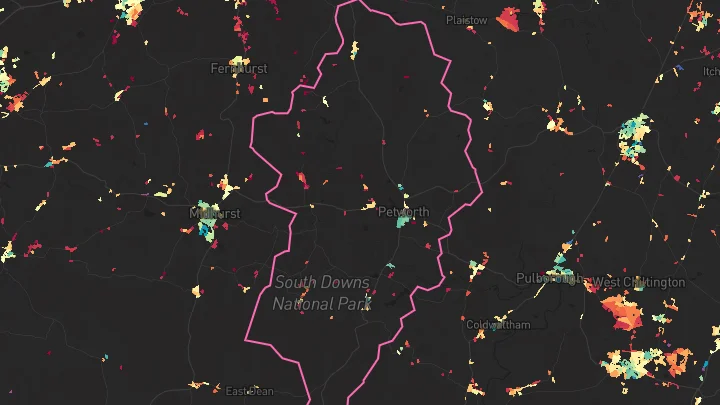 House price heatmap showing property values across Petworth