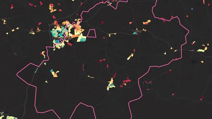 House price heatmap showing property values across Petersfield