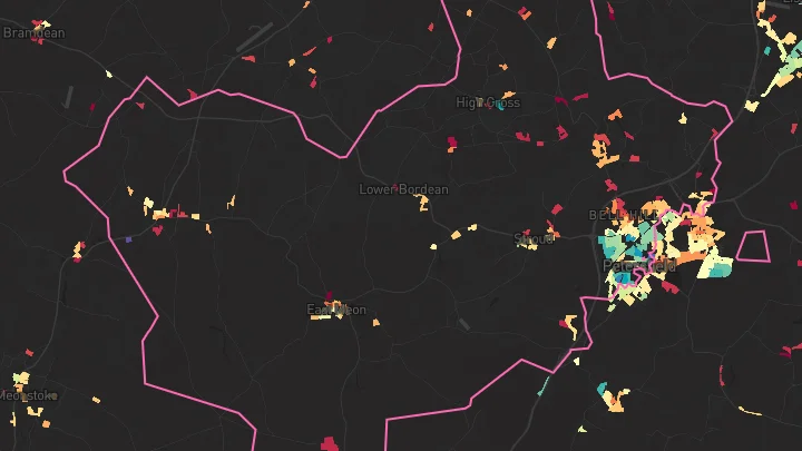 House price heatmap showing property values across Petersfield