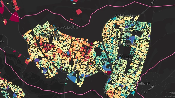 House price heatmap showing property values across College Town