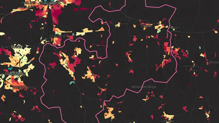 House price heatmap showing property values across Bramley