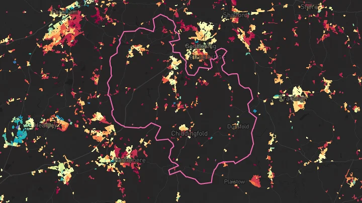 House price heatmap showing property values across Milford