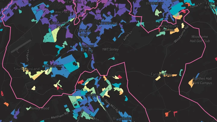 House price heatmap showing property values across Huddersfield