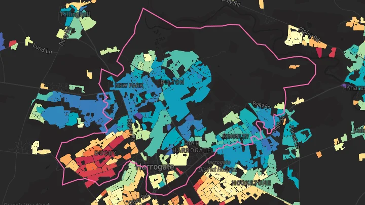 House price heatmap showing property values across Harrogate