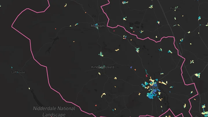 House price heatmap showing property values across Ripon