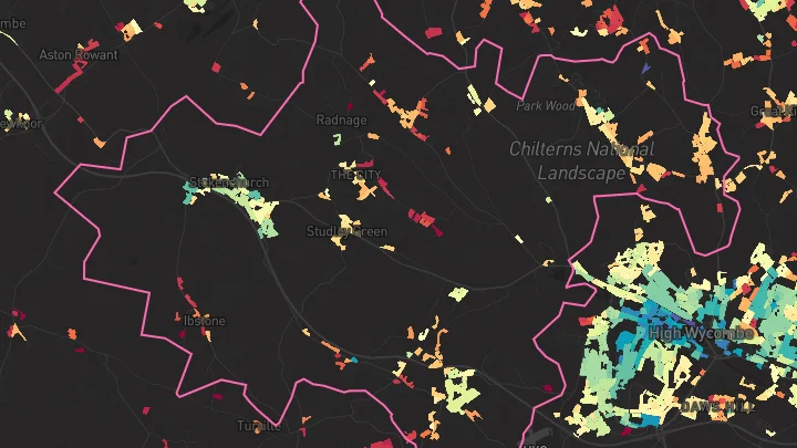 House price heatmap showing property values across Stokenchurch
