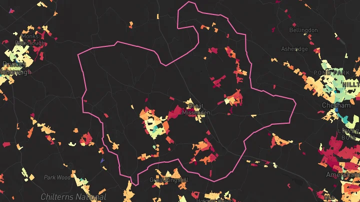 House price heatmap showing property values across Prestwood
