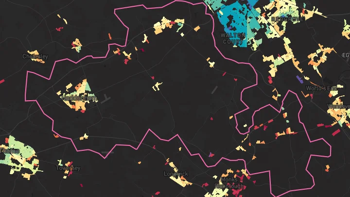 House price heatmap showing property values across Haddenham
