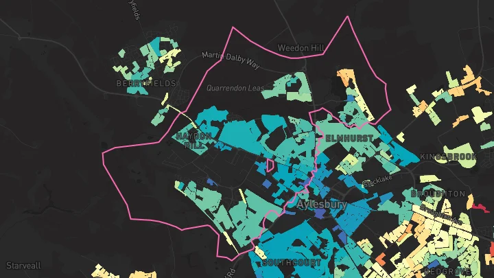 House price heatmap showing property values across Aylesbury