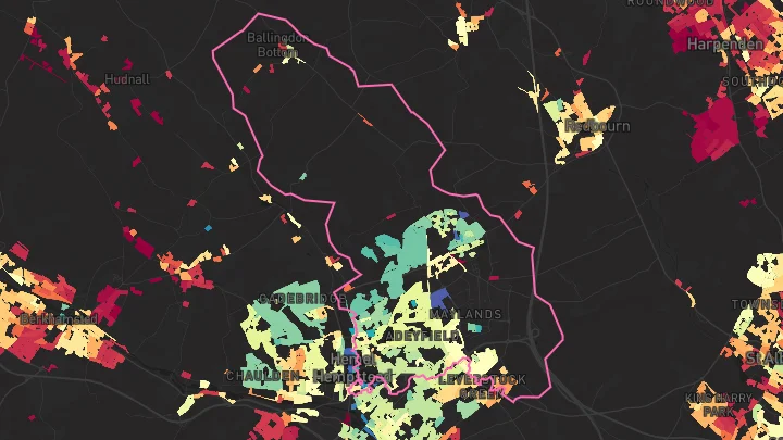 House price heatmap showing property values across Hemel Hempstead
