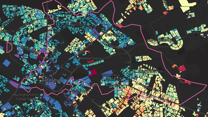 House price heatmap showing property values across Aylesbury