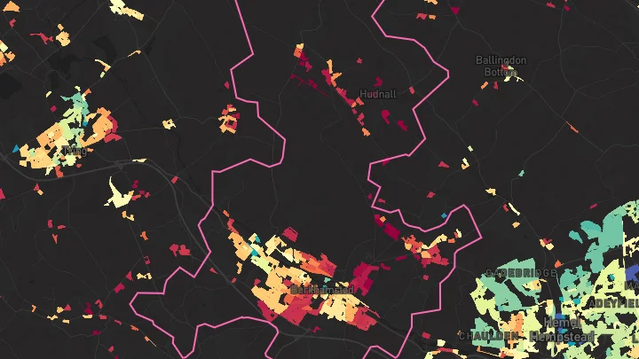 House price heatmap showing property values across Berkhamsted