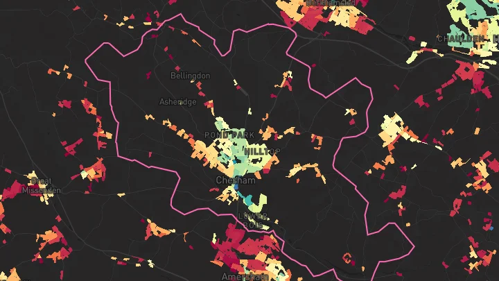 House price heatmap showing property values across Chesham