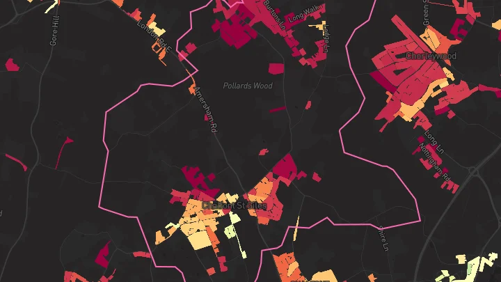 House price heatmap showing property values across Chalfont St Giles