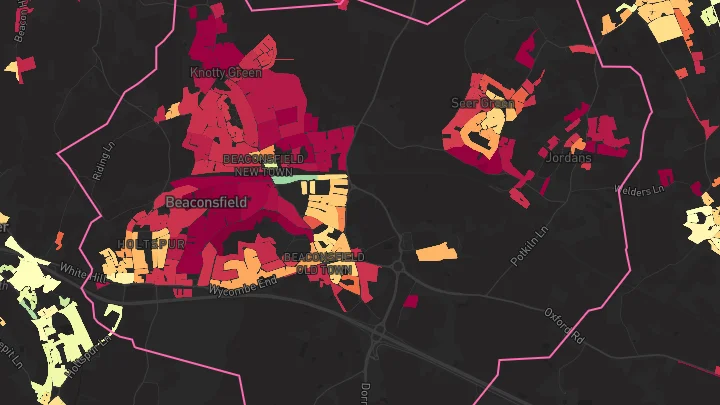 House price heatmap showing property values across Beaconsfield