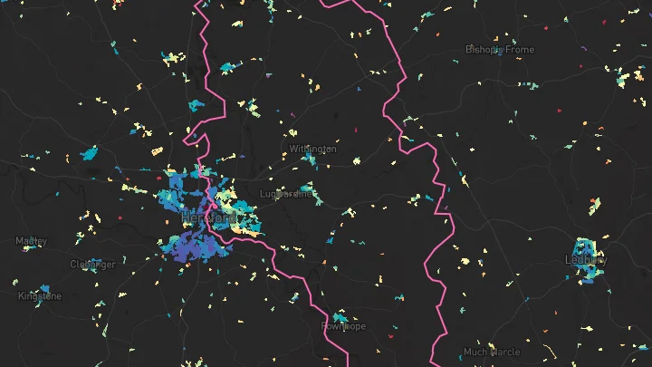 House price heatmap showing property values across Hereford