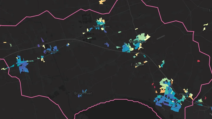 House price heatmap showing property values across South Cave