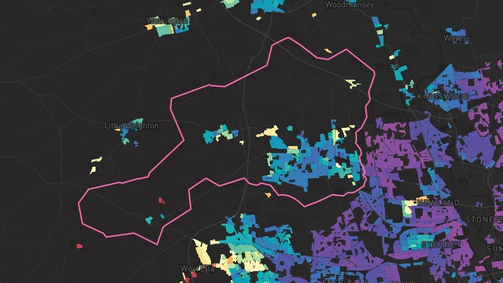 House price heatmap showing property values across Cottingham