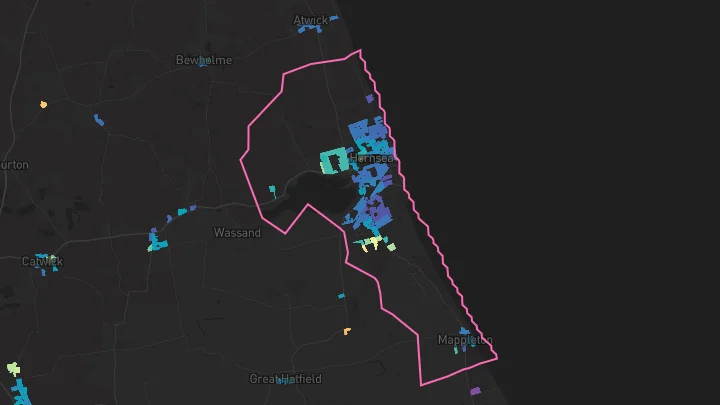 House price heatmap showing property values across Hornsea
