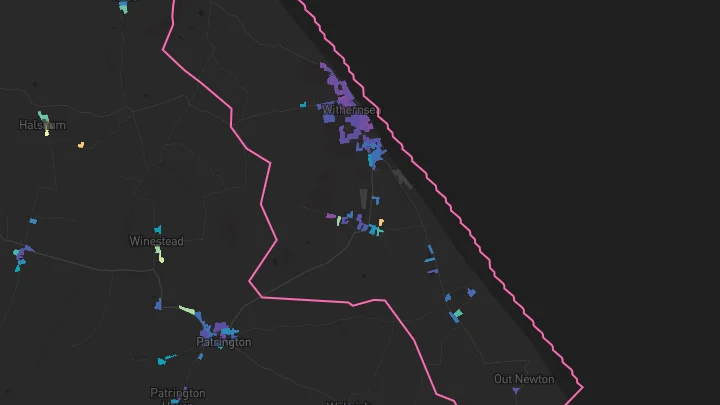 House price heatmap showing property values across Withernsea