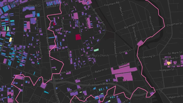 House price heatmap showing property values across Hull