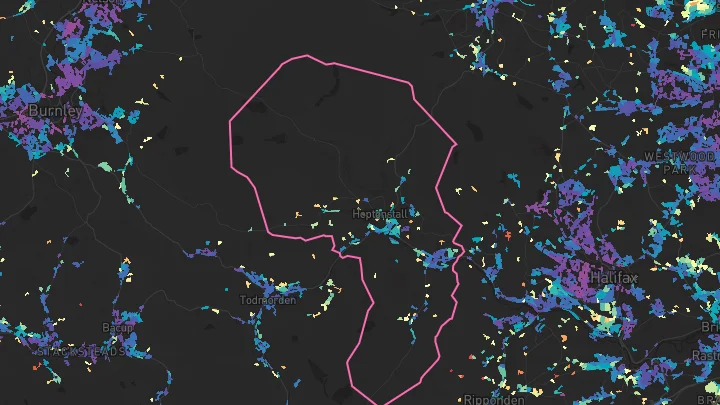 House price heatmap showing property values across Hebden Bridge