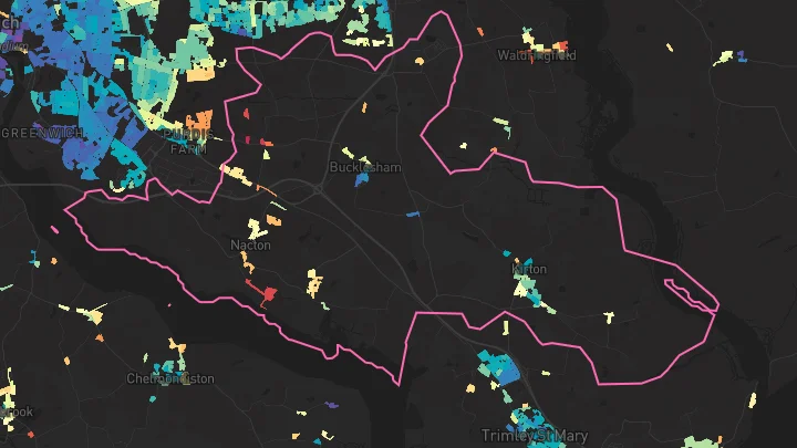 House price heatmap showing property values across Kirton