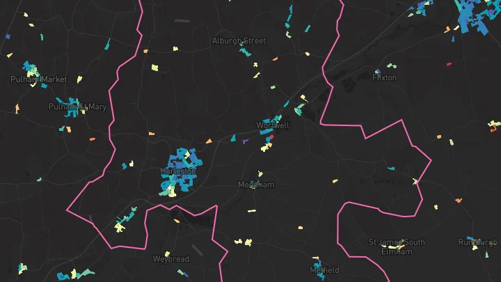 House price heatmap showing property values across Harleston