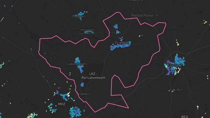 House price heatmap showing property values across Lakenheath