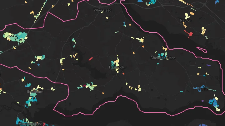 House price heatmap showing property values across Capel St Mary