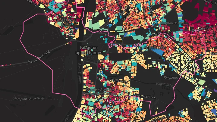 House price heatmap showing property values across Kingston Upon Thames
