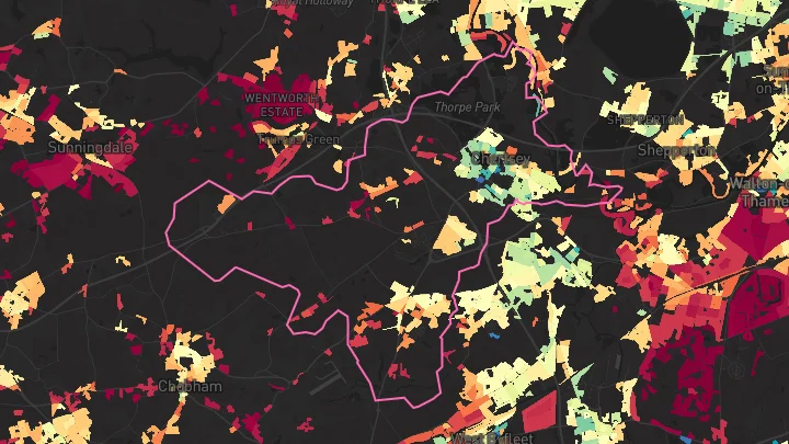 House price heatmap showing property values across Chertsey