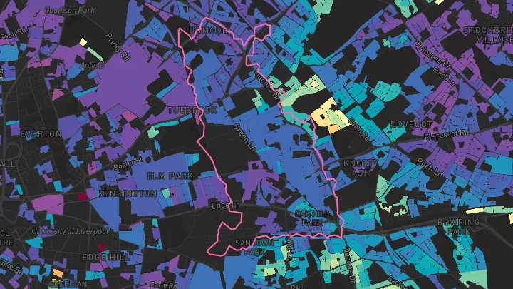 House price heatmap showing property values across Liverpool