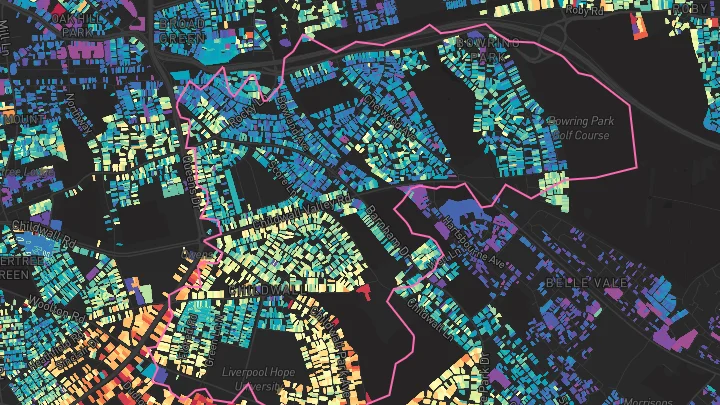 House price heatmap showing property values across Liverpool