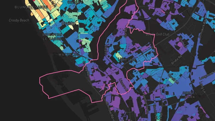 House price heatmap showing property values across Liverpool