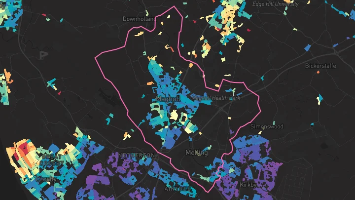 House price heatmap showing property values across Maghull