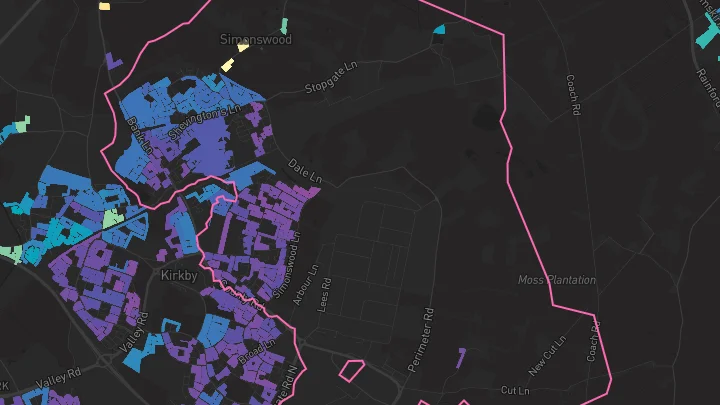 House price heatmap showing property values across Kirkby