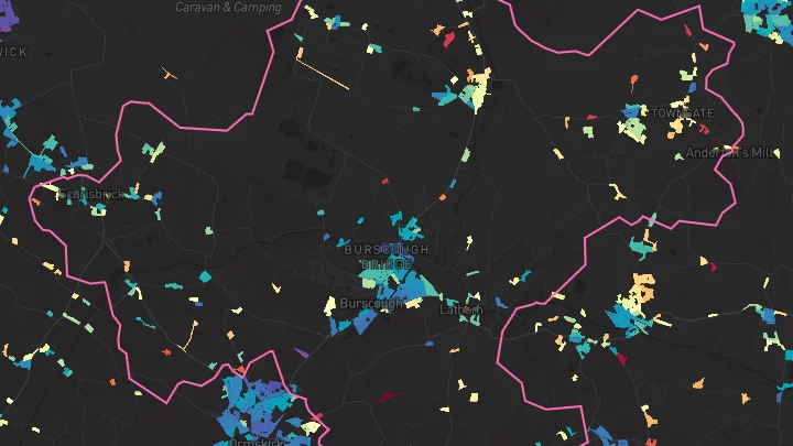 House price heatmap showing property values across Burscough